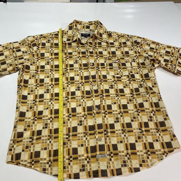 BC Ethic Men’s Lounge Club Shirt Lg Textured Shine Casual Windowpane Button - Picture 4 of 6